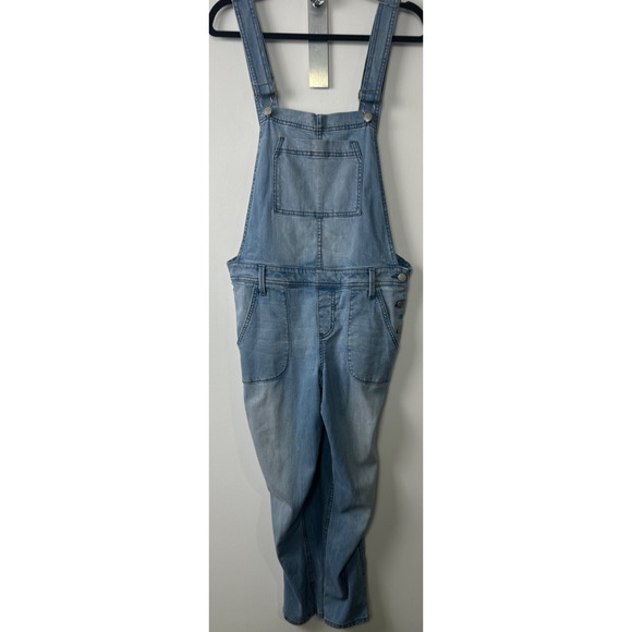 Level 99 Pants - Level 99 Denim Bib Overalls Womens Size M Light Wash Button Sides Stretch E10